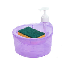 Load image into Gallery viewer, Soap Dispenser and Scrubber Holder with Sponge 2 in 1 Practical Kitchen Dishwasher Pump Dispenser Press for Home