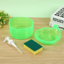 Load image into Gallery viewer, Soap Dispenser and Scrubber Holder with Sponge 2 in 1 Practical Kitchen Dishwasher Pump Dispenser Press for Home