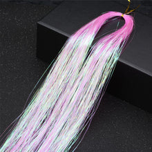 Load image into Gallery viewer, Women Tinsel Kit Glitter Wigs One Clip-in Hair Extension Tinsel Laser Wire Color Highlight Dyed Seamless Tinsel Hair Wig Patches