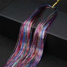 Load image into Gallery viewer, Women Tinsel Kit Glitter Wigs One Clip-in Hair Extension Tinsel Laser Wire Color Highlight Dyed Seamless Tinsel Hair Wig Patches