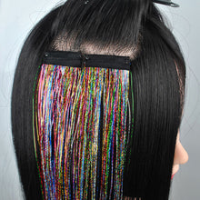 Load image into Gallery viewer, Hair Women Wigs One Clip-in Hair Extension Glitter Tinsel Laser Wire Color Highlight Dyed Seamless Wig Patch Tinsel Hair