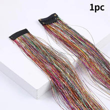 Load image into Gallery viewer, Hair Women Wigs One Clip-in Hair Extension Glitter Tinsel Laser Wire Color Highlight Dyed Seamless Wig Patch Tinsel Hair