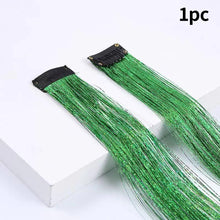 Load image into Gallery viewer, Hair Women Wigs One Clip-in Hair Extension Glitter Tinsel Laser Wire Color Highlight Dyed Seamless Wig Patch Tinsel Hair