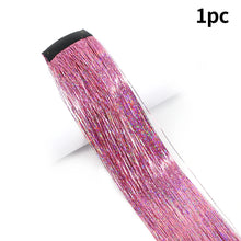 Load image into Gallery viewer, Hair Women Wigs One Clip-in Hair Extension Glitter Tinsel Laser Wire Color Highlight Dyed Seamless Wig Patch Tinsel Hair