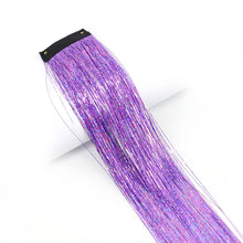 Load image into Gallery viewer, Hair Women Wigs One Clip-in Hair Extension Glitter Tinsel Laser Wire Color Highlight Dyed Seamless Wig Patch Tinsel Hair