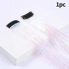 Load image into Gallery viewer, Hair Women Wigs One Clip-in Hair Extension Glitter Tinsel Laser Wire Color Highlight Dyed Seamless Wig Patch Tinsel Hair