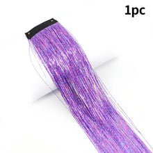 Load image into Gallery viewer, Hair Women Wigs One Clip-in Hair Extension Glitter Tinsel Laser Wire Color Highlight Dyed Seamless Wig Patch Tinsel Hair