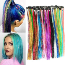 Load image into Gallery viewer, Straight Hair Women Wigs One Clip-in Hair Extension PET Laser Wire Color Seamless Highlight Dyed Wig Patch Tinsel Hair