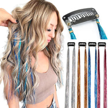 Load image into Gallery viewer, Straight Hair Women Wigs One Clip-in Hair Extension PET Laser Wire Color Seamless Highlight Dyed Wig Patch Tinsel Hair