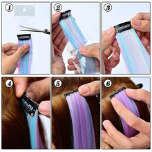 Load image into Gallery viewer, Straight and Curly Hair Women Wigs One Clip-in Hair Extension Mixed Color Seamless Highlight Dyed Gradient Wig Patch