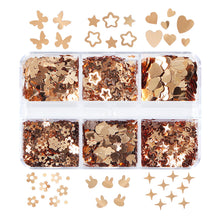 Load image into Gallery viewer, 6 Grids 3D Acrylic Laser Butterfly Enhancements Nail Art Sequins Rabbit Heart Star Sequins Decoration Accessories