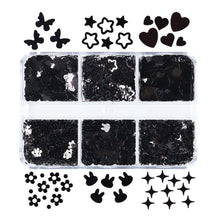 Load image into Gallery viewer, 6 Grids 3D Acrylic Laser Butterfly Enhancements Nail Art Sequins Rabbit Heart Star Sequins Decoration Accessories