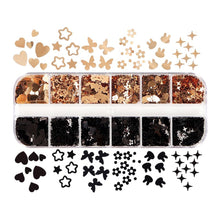 Load image into Gallery viewer, 12 Grids 3D Acrylic Laser Butterfly Enhancements Nail Art Sequins Rabbit Heart Star Sequins Decoration Accessories
