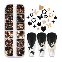 Load image into Gallery viewer, 12 Grids 3D Acrylic Laser Butterfly Enhancements Nail Art Sequins Rabbit Heart Star Sequins Decoration Accessories