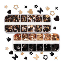Load image into Gallery viewer, 12 Grids 3D Acrylic Laser Butterfly Enhancements Nail Art Sequins Rabbit Heart Star Sequins Decoration Accessories