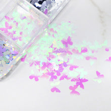 Load image into Gallery viewer, 12 Grids 3D Acrylic Laser Butterfly Enhancements Nail Art Sequins Nail Art 5MM Gradient Sequins Decoration Accessories
