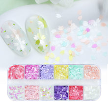 Load image into Gallery viewer, 12 Grids 3D Acrylic Flower Nail Sequins Decoration Mixed Beautiful Light Cherry Blossom Petals Nail Art Supplies Professional Accessories