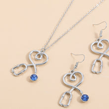 Load image into Gallery viewer, Stethoscope Heartbeat Choker Necklace Earrings Women Love Heart Necklaces Pendants Nurse Doctor Lover Jewelry Set Gifts