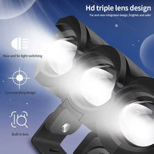 Load image into Gallery viewer, 30W 3 Lens Motorcycle Headlight LED Hi/Low Beam Spot Light White Yellow Fog Light Auxiliary Headlamp Work Light Accessories