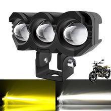 Load image into Gallery viewer, 30W 3 Lens Motorcycle Headlight LED Hi/Low Beam Spot Light White Yellow Fog Light Auxiliary Headlamp Work Light Accessories