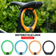Load image into Gallery viewer, Motorcycle Bicycle Bike Lock Combination Code 4 Digit Password Padlock Anti-theft Password Security Cable Locker Portable For MTB Road Bike