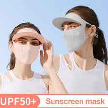 Load image into Gallery viewer, UPF50+ UV Protection Ice Silk Mask With Brim Anti-Photoaging Eye Protection Angle 3D Cut Full Face Protective Mask Outdoor Riding Accessories
