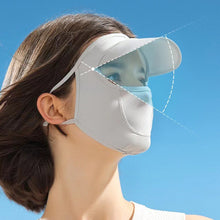 Load image into Gallery viewer, UPF50+ UV Protection Hat Mask Integrated Sunscreen Device Outdoor Riding Cover The Whole Face Against Light Aging Ice Silk Mask