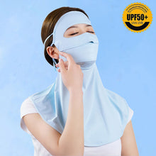Load image into Gallery viewer, UPF50+ Full Face Ice Silk Sunscreen Mask Solid Color Shoulder Neck Protective Mask Outdoor Riding Fishing UV Protection Equipment