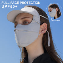 Load image into Gallery viewer, UPF50+ Full Face Sunscreen Mask With Brim Removable UV Protection Ice Silk Hanging Ears Adjustable Dust Breathing Mask Outdoor Riding Fishing Sunscreen Equipment