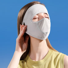 Load image into Gallery viewer, UPF50+ Full Face Sunscreen Mask With Brim Removable UV Protection Ice Silk Hanging Ears Adjustable Dust Breathing Mask Outdoor Riding Fishing Sunscreen Equipment
