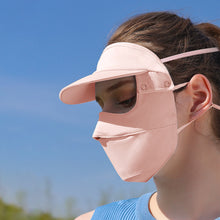 Load image into Gallery viewer, UPF50+ Full Face Sunscreen Mask With Brim Removable UV Protection Ice Silk Hanging Ears Adjustable Dust Breathing Mask Outdoor Riding Fishing Sunscreen Equipment