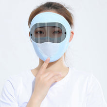 Load image into Gallery viewer, UPF50+UV Protection Black White Double Lenses Full Face Sunscreen Mask Cool Breathable Thin Ice Silk Mask Outdoor Riding And Driving Against Light Aging Goggles Mask