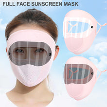 Load image into Gallery viewer, UPF50+UV Protection Black White Double Lenses Full Face Sunscreen Mask Cool Breathable Thin Ice Silk Mask Outdoor Riding And Driving Against Light Aging Goggles Mask