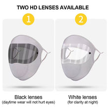 Load image into Gallery viewer, UPF50+UV Protection Black White Double Lenses Full Face Sunscreen Mask Cool Breathable Thin Ice Silk Mask Outdoor Riding And Driving Against Light Aging Goggles Mask