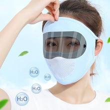 Load image into Gallery viewer, UPF50+UV Protection Black White Double Lenses Full Face Sunscreen Mask Cool Breathable Thin Ice Silk Mask Outdoor Riding And Driving Against Light Aging Goggles Mask