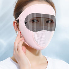 Load image into Gallery viewer, UPF50+UV Protection Black White Double Lenses Full Face Sunscreen Mask Cool Breathable Thin Ice Silk Mask Outdoor Riding And Driving Against Light Aging Goggles Mask