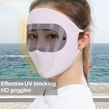 Load image into Gallery viewer, UPF50+UV Protection Black White Double Lenses Full Face Sunscreen Mask Cool Breathable Thin Ice Silk Mask Outdoor Riding And Driving Against Light Aging Goggles Mask