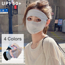 Load image into Gallery viewer, Solid Color Full Face Sunscreen Mask Light Breathable Thin Ice Silk Mask Outdoor Riding Sunscreen UV Protective Mask