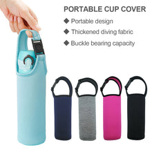Load image into Gallery viewer, 420ML/550ML Diving Material Thermos Cup Sleeve With Portable Button Hand Carrying Bottle Sleeve Solid Color Simple Anti-Hot Glass Sleeve