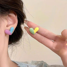 Load image into Gallery viewer, Color Matching Heart Earrings Women Temperamental Versatile Alloy Colorful Earrings Ear Studs Jewelry Gift