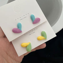 Load image into Gallery viewer, Color Matching Heart Earrings Women Temperamental Versatile Alloy Colorful Earrings Ear Studs Jewelry Gift