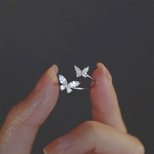 Load image into Gallery viewer, Creative Butterfly Opening Adjustable Ring Shiny Zircon Butterfly Ring Temperamental Alloy Ring Jewelry