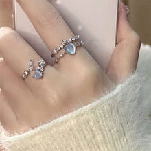 Load image into Gallery viewer, Zircon Opening Adjustable Alloy Ring Fashionable Versatile Blue Heart Shaped Ring Women Jewelry Accessory