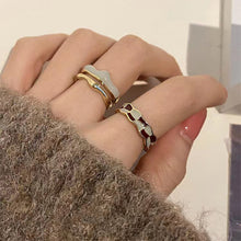 Load image into Gallery viewer, Enamel Checkerboard Ring Opening Adjustable Irregular Peak Ring Personalized Unique Alloy Ring Jewelry