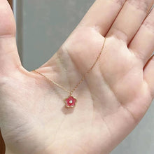 Load image into Gallery viewer, Temperamental Pink Peach Blossom Necklace Gentle Sweet Alloy Necklace Collarbone Chain Jewelry for Women