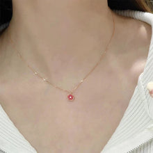 Load image into Gallery viewer, Temperamental Pink Peach Blossom Necklace Gentle Sweet Alloy Necklace Collarbone Chain Jewelry for Women