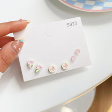 Load image into Gallery viewer, 3pairs/set Exquisite Sweet Alloy Earrings Stereoscopic Bear Flower Butterfly Earrings Ear Studs Women Jewelry