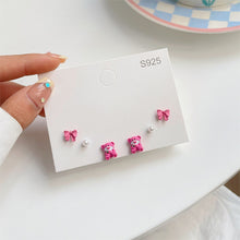 Load image into Gallery viewer, 3pairs/set Exquisite Sweet Alloy Earrings Stereoscopic Bear Flower Butterfly Earrings Ear Studs Women Jewelry