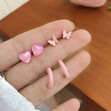 Load image into Gallery viewer, 3pairs/set Niche Sweet Alloy Earrings Love Butterfly Flower Versatile Earrings Set Ear Studs Women Jewelry