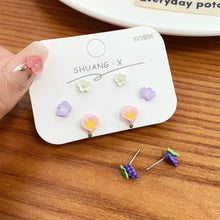 Load image into Gallery viewer, 3pairs/set Colorful Cute Earrings Simple Compact Flower Butterfly Earrings Set Ear Studs Women Jewelry Accessories